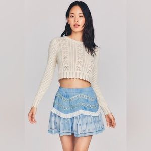 LoveShackFancy Love Shack Fancy Felice Mini Skirt, Seafoam Pearl Size M